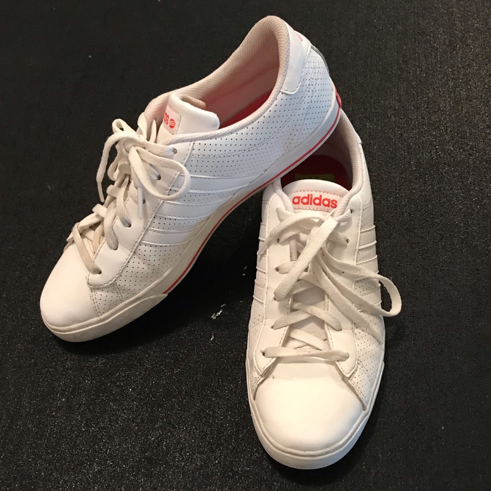Size 9 white and orange Adidas sneakers